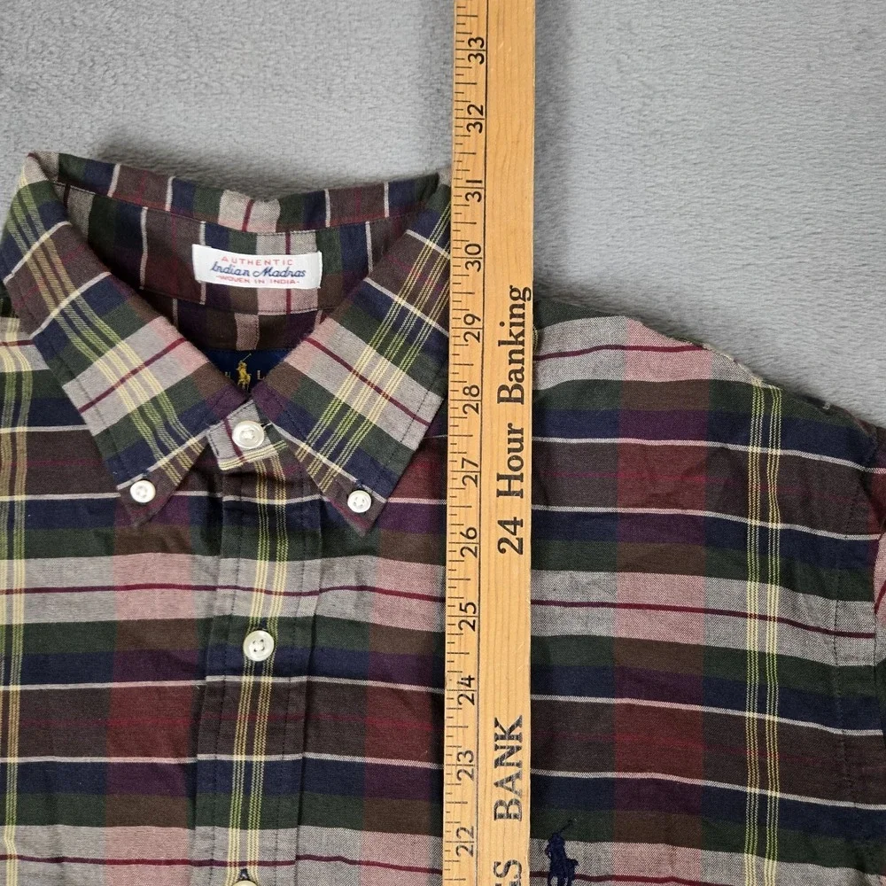 Polo Ralph Lauren Shirt Mens Large Indian Madras Plaid Lightweight Woven Cotton